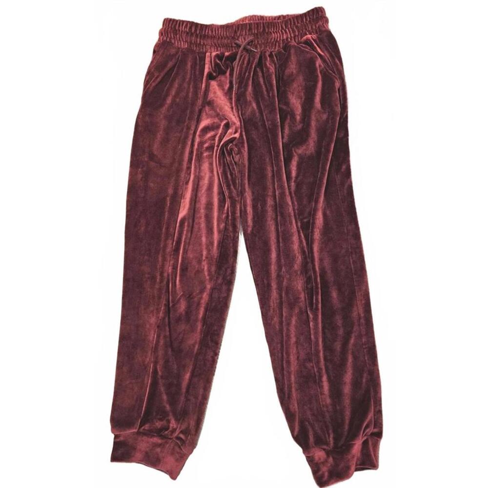 Kimberly Women's Plush Burgundy Velour Sweatpants Size M 596